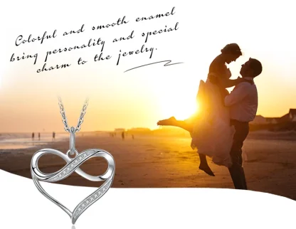 Chain Necklace with Heart and Inifinity Design - Image 5