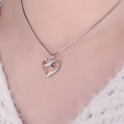 Chain Necklace with Heart and Inifinity Design - Image 3