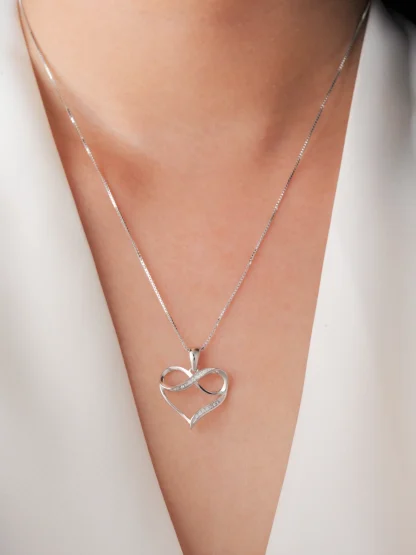 Silver Color Heart Necklace with Hollow Design - Image 3