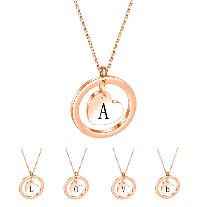 Round Pendant Necklace with Heart Center Decor - Image 6