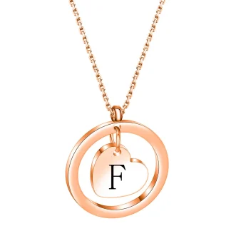 Round Pendant Necklace with Heart Center Decor