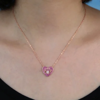 Luxury Heart Necklace with Evil Eye Design - Image 3