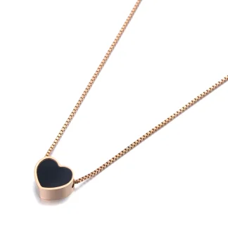 Minimalist Heart Necklace with Black Color
