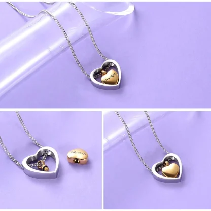 Statement Necklace with Double Heart Design - Image 3