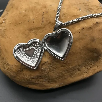 Shiny Necklace with Locket Heart Pendant - Image 4