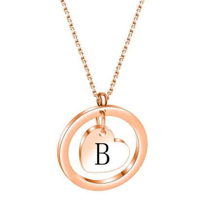 Round Pendant Necklace with Heart Center Decor - Image 8