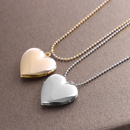Shiny Necklace with Locket Heart Pendant - Image 5