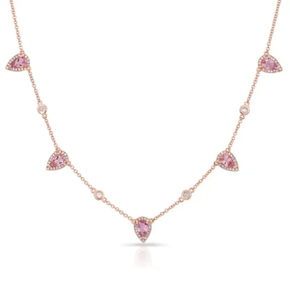 Luxury Pink Necklace with Heart Pendant - Image 3
