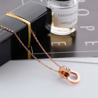 Heart Pendant Necklace with Ring Decor - Image 2