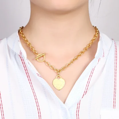 Heart Necklace with Carving Design - Image 2