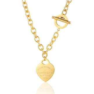Heart Necklace with Carving Design