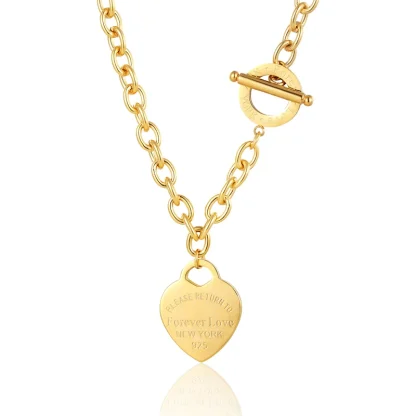 Heart Necklace with Carving Design