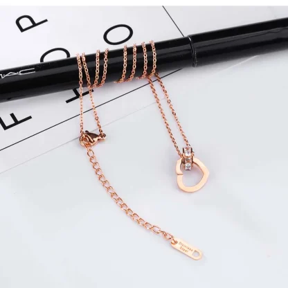 Heart Pendant Necklace with Ring Decor - Image 5