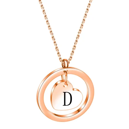 Round Pendant Necklace with Heart Center Decor - Image 10