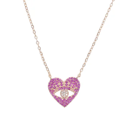 Luxury Heart Necklace with Evil Eye Design