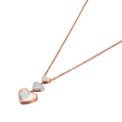 Black Necklace with Layered Heart Pendant - Image 4