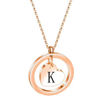 Round Pendant Necklace with Heart Center Decor - Image 15