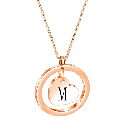 Round Pendant Necklace with Heart Center Decor - Image 5