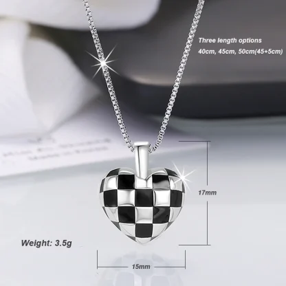 Heart Necklace with Checkered Pattern - Image 5