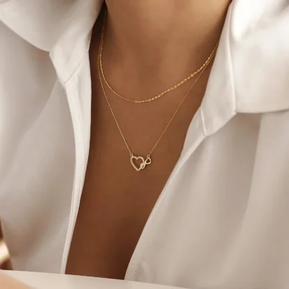 Sparkly Heart Necklace with Inifinity Sign - Image 5