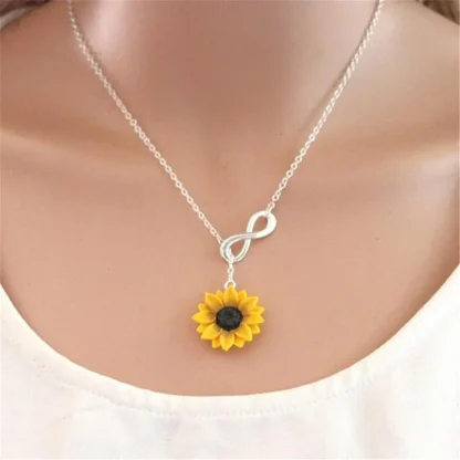 Heart Necklace with Sunflower Pendant - Image 5