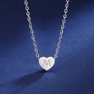 Cute Heart Necklace with Initial Letter