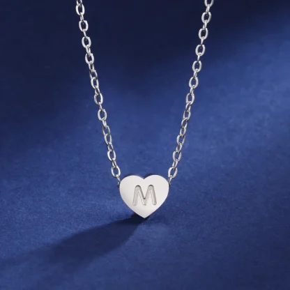 Cute Heart Necklace with Initial Letter