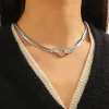 Curb Chain Necklace with Heart Pendant - Image 14
