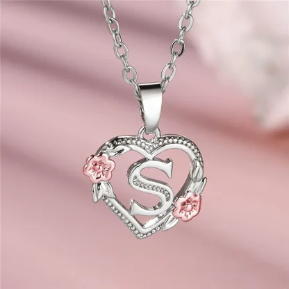 Hollow Heart Pendant with Initial Letter