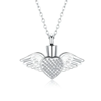 Luxurious Heart Necklace with Wing Decor