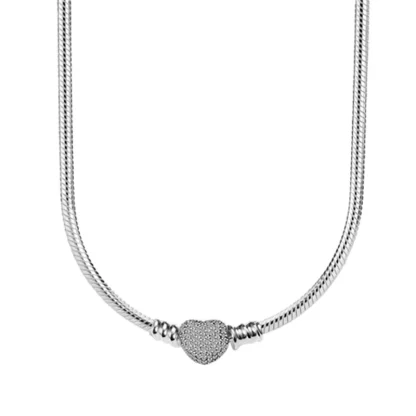 Luxury Heart Necklace with Snake Chain