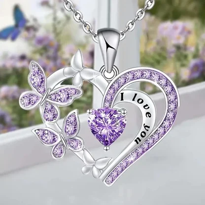 Creative Heart Necklace with Butterfly Design - Image 3