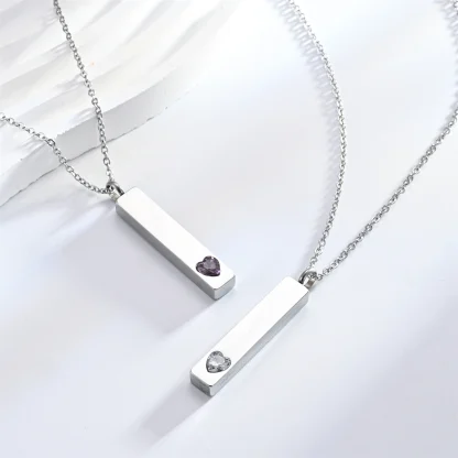 Modern Bar Necklace with Heart Decor - Image 4