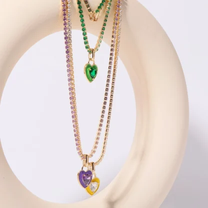 Colored Heart Necklace with Luxury Design - Image 2