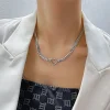 Curb Chain Necklace with Heart Pendant - Image 2