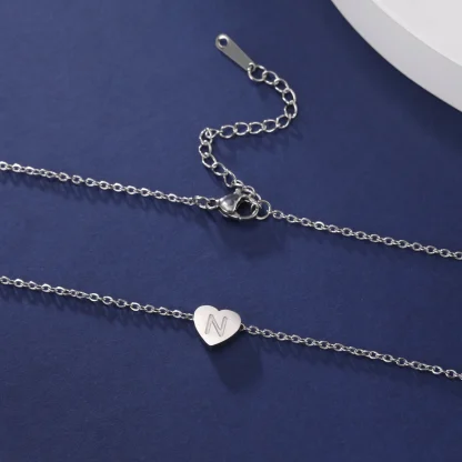 Cute Heart Necklace with Initial Letter - Image 2