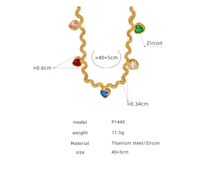 Wavy Heart Necklace with Multicolored Design - Image 7