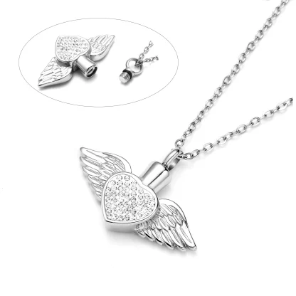 Luxurious Heart Necklace with Wing Decor - Image 2