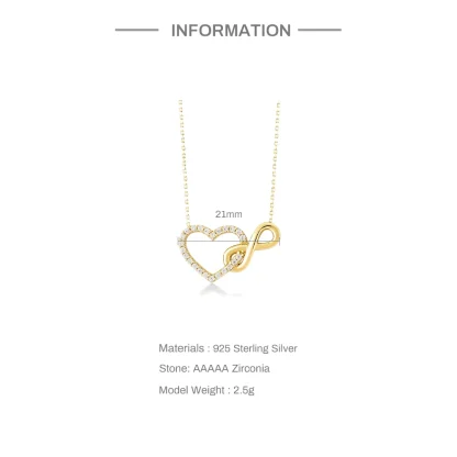 Sparkly Heart Necklace with Inifinity Sign - Image 2