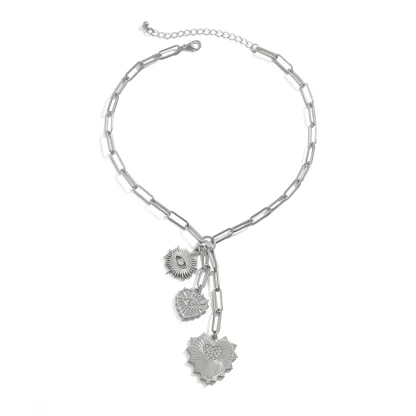 Boho-style Heart Necklace with Multi Pendant - Image 9