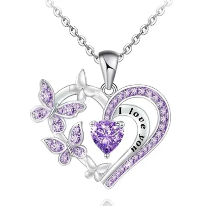 Creative Heart Necklace with Butterfly Design