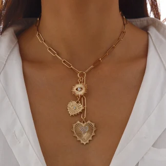 Boho-style Heart Necklace with Multi Pendant