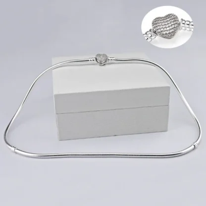 Luxury Heart Necklace with Snake Chain - Image 3