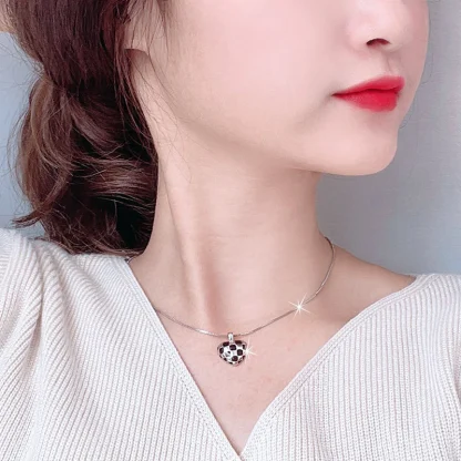 Heart Necklace with Checkered Pattern - Image 8