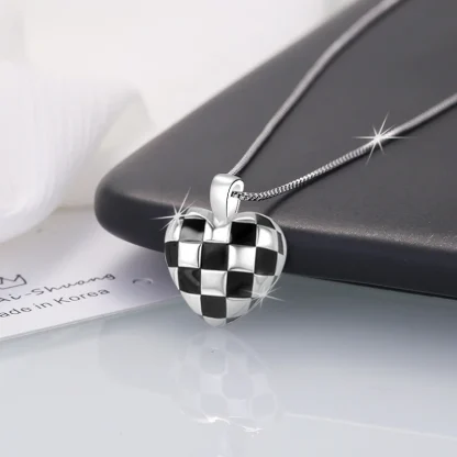 Heart Necklace with Checkered Pattern - Image 4