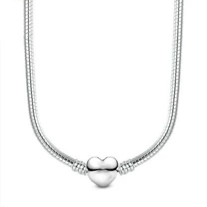 Luxury Heart Necklace with Snake Chain - Image 2