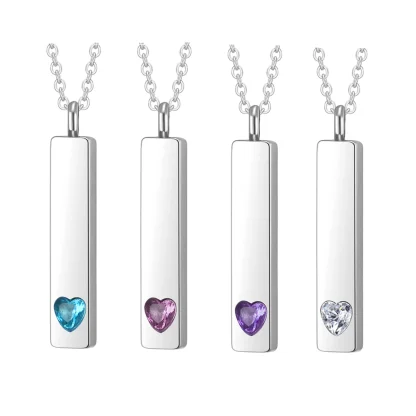 Modern Bar Necklace with Heart Decor - Image 2