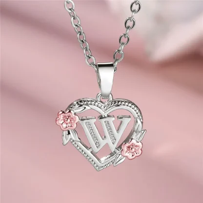Hollow Heart Pendant with Initial Letter - Image 2