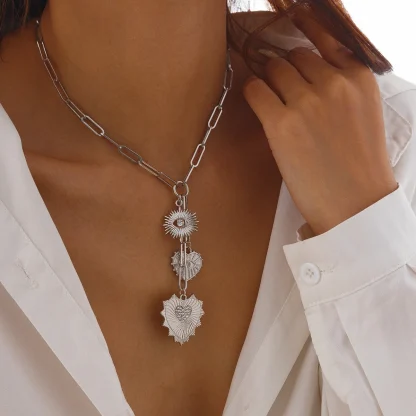 Boho-style Heart Necklace with Multi Pendant - Image 8