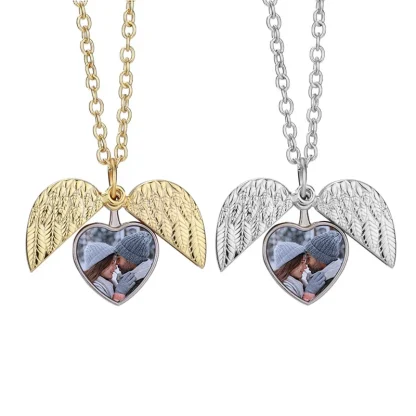 Heart Shaped Necklace with Wing Design - Image 6